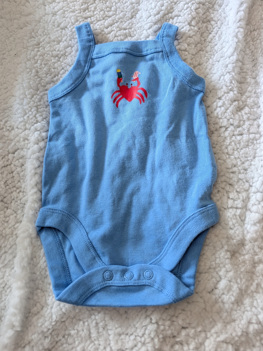 wonder nation Light Blue Tank Onesie with Red Crab